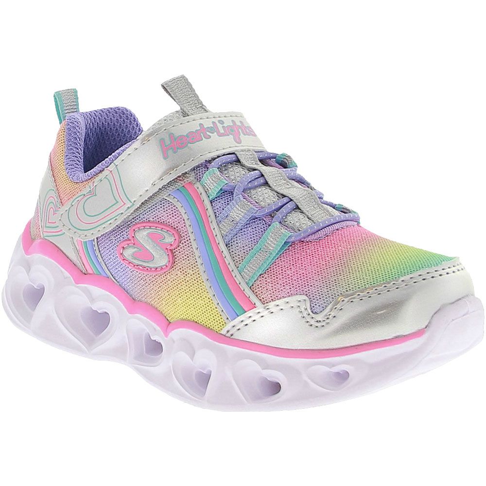 Skechers Heart Lights Rainbow L Athletic Shoes - Baby Toddler Silver