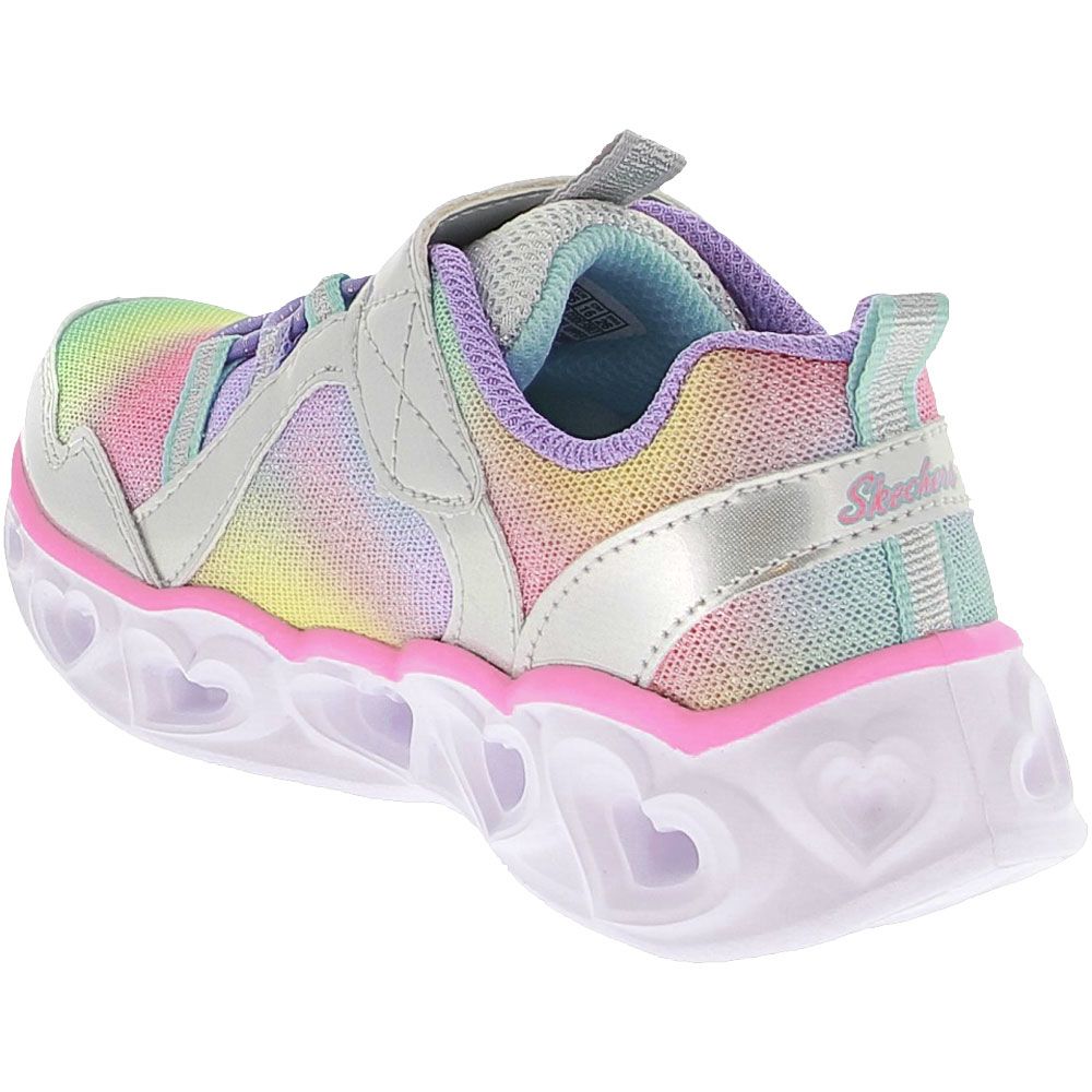 Skechers Heart Lights Rainbow L Athletic Shoes - Baby Toddler Silver Back View
