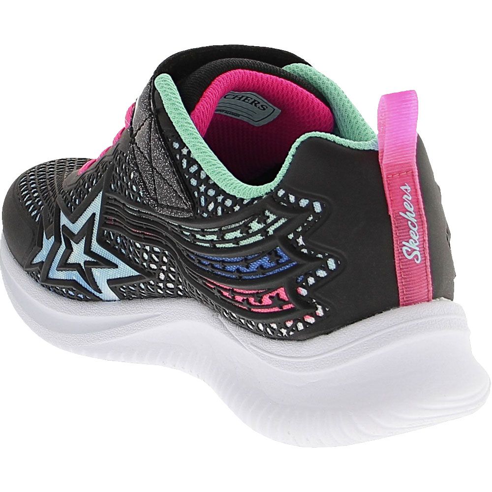 Skechers S Lights Jumpsters Wishful Star Girls Running Shoes Black Back View