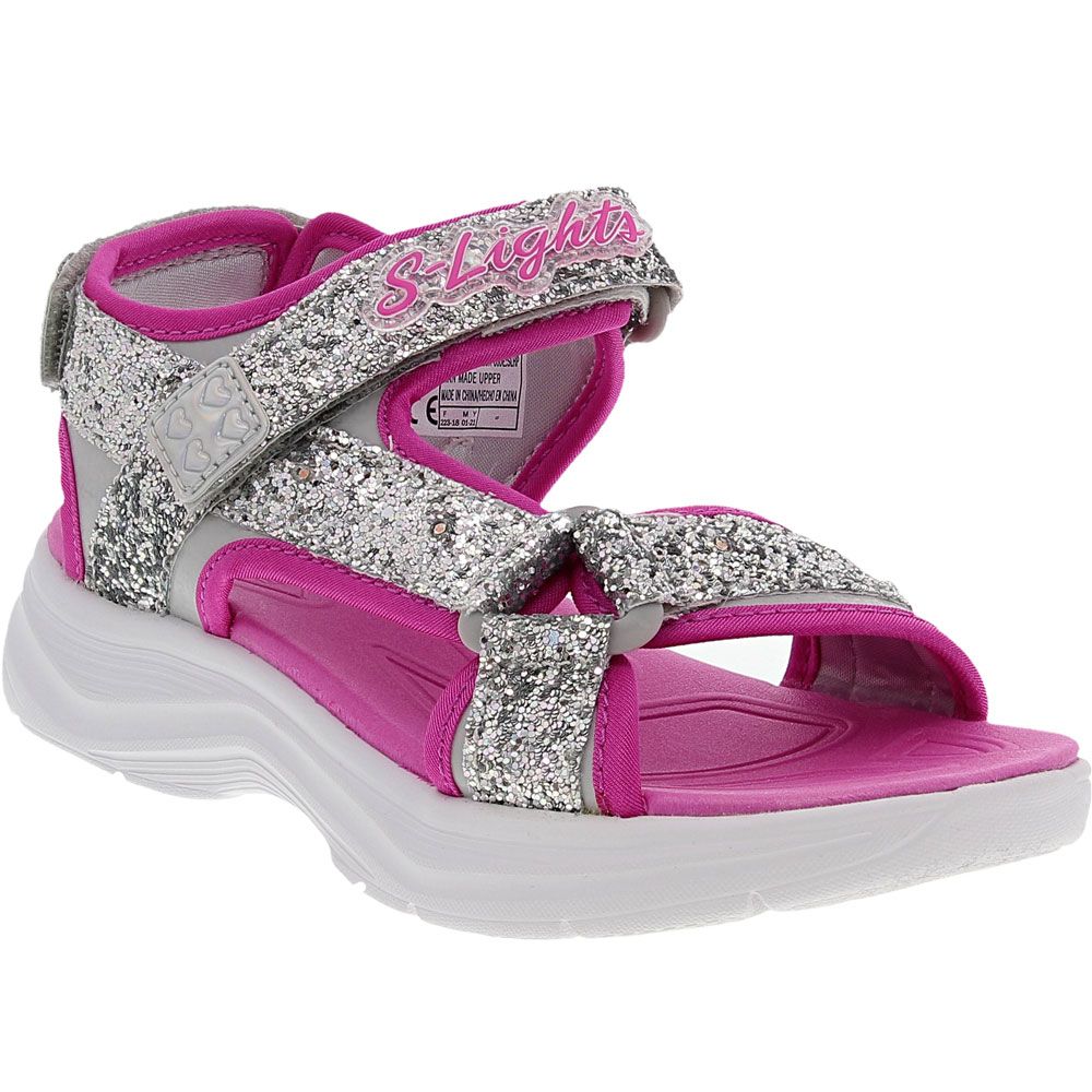 Skechers Glimmer Kicks Sandals - Girls Silver Hot Pink