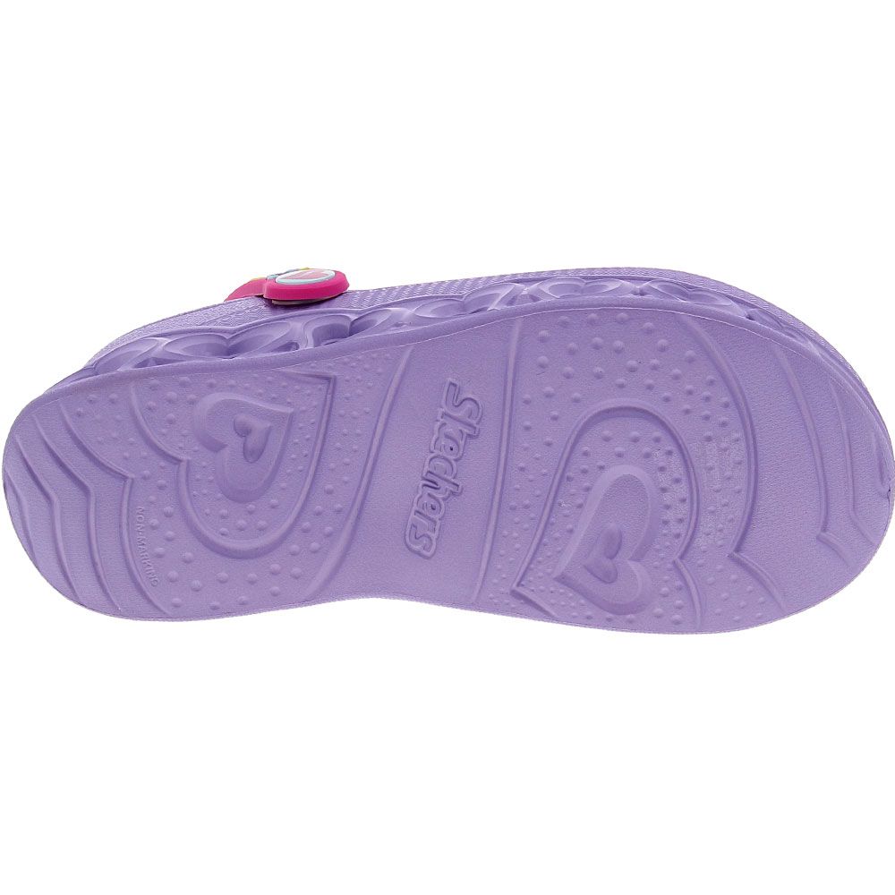 Skechers Lighted Heart Unicorns Water Sandals - Girls Lavender Sole View