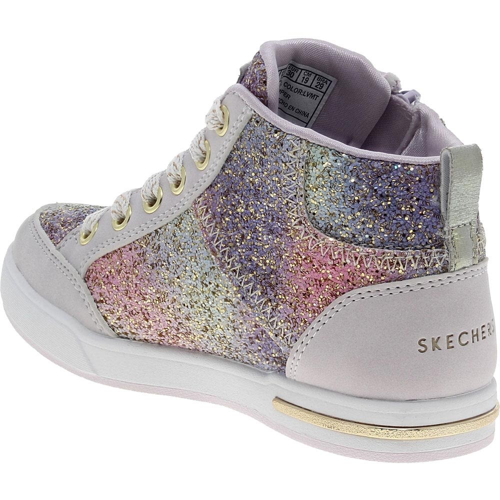 Skechers Girls Shoutouts Sz 4 Purple Quilted Glitter Tie Zip High Top Shoes
