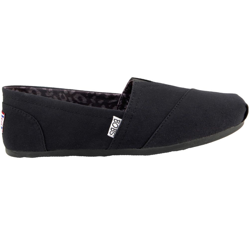 Skechers Bobs Plush Peace Love Slip on Casual Shoes - Womens Black Side View