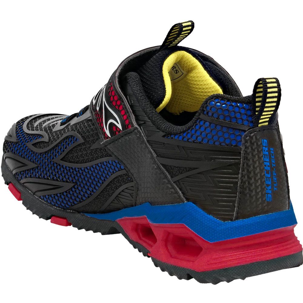 Skechers Hydro Lights Heat Stride Boys Running Shoes Black Red Blue Back View