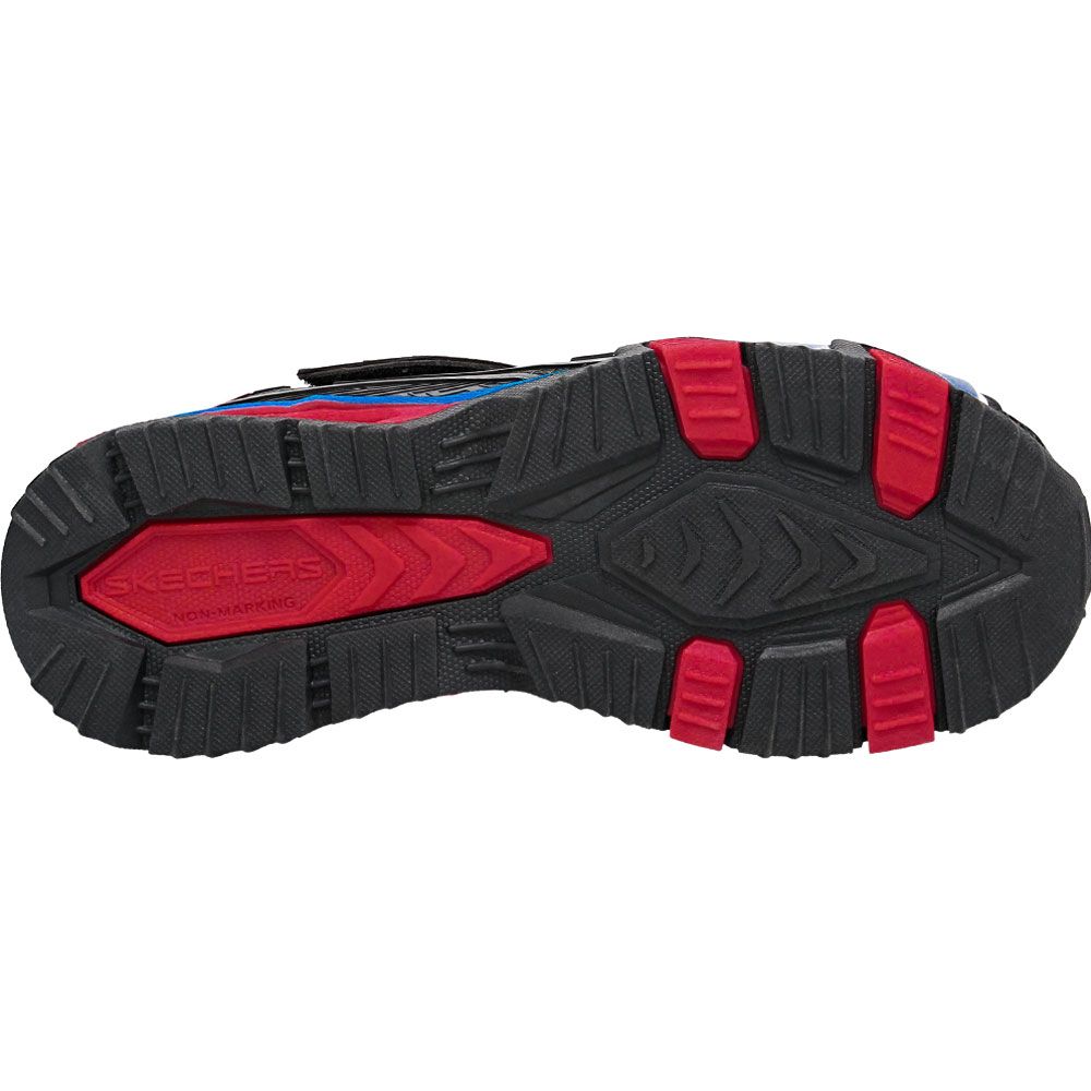 Skechers Hydro Lights Heat Stride Boys Running Shoes Black Red Blue Sole View
