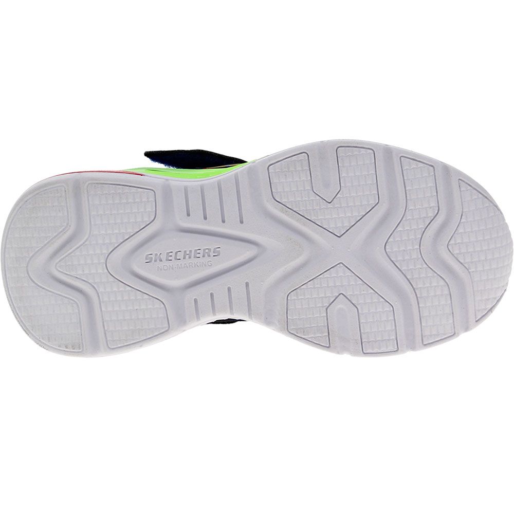 Skechers S Lights Trinamics Running - Boys Navy Lime Sole View