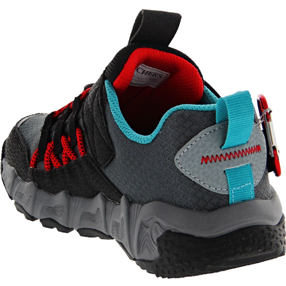 Skechers Velocitrek Pro Scout Boys Hiking Shoes Black Red Back View