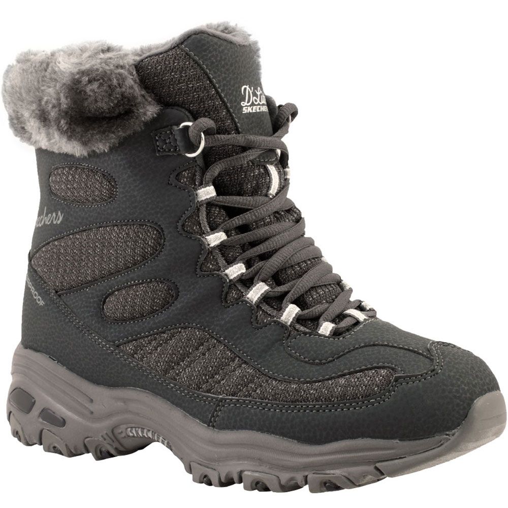 Skechers D Lites Bomb Cyclone Comfort Winter Boots - Womens Charcoal