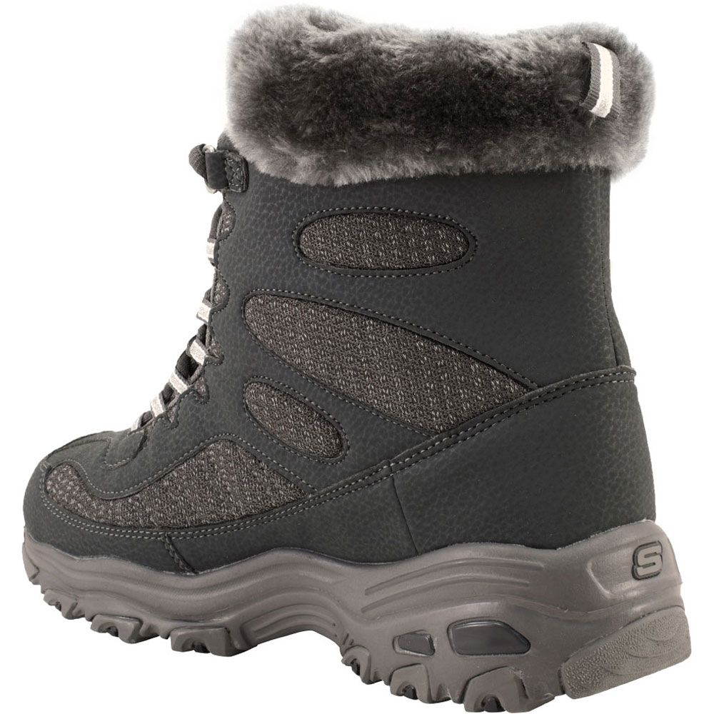 Skechers D Lites Bomb Cyclone Comfort Winter Boots - Womens Charcoal Back View