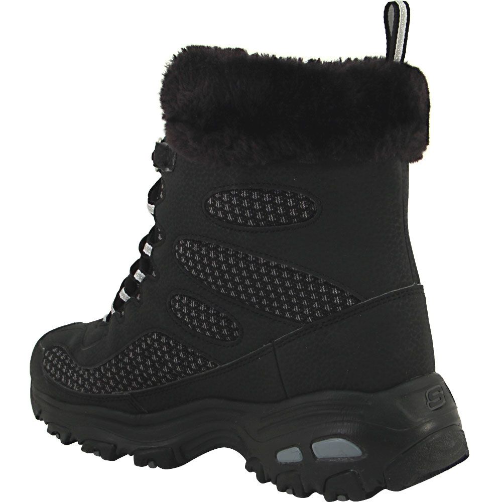 Skechers D-Lites Comfort Winter Boot - Womens Black Back View