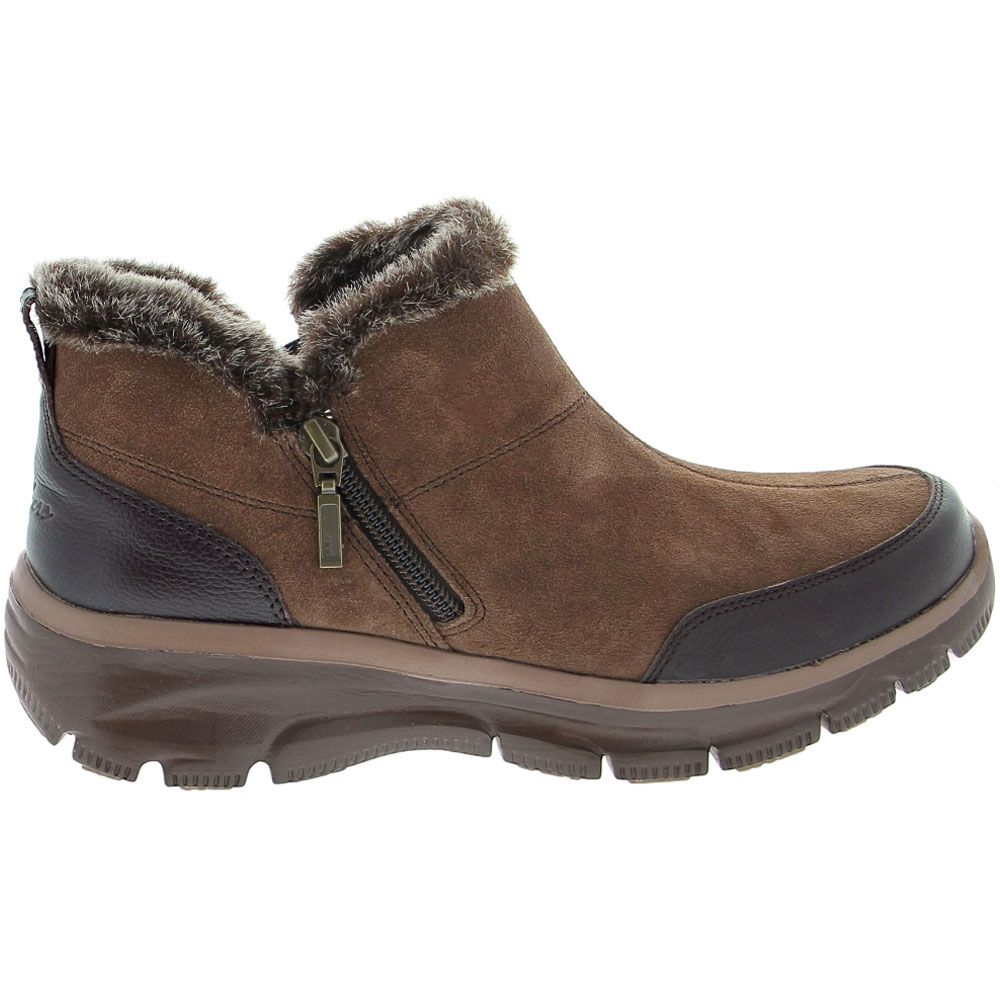 Skechers Easy Going Zip It Casual Boots - Womens Chocolate Side View