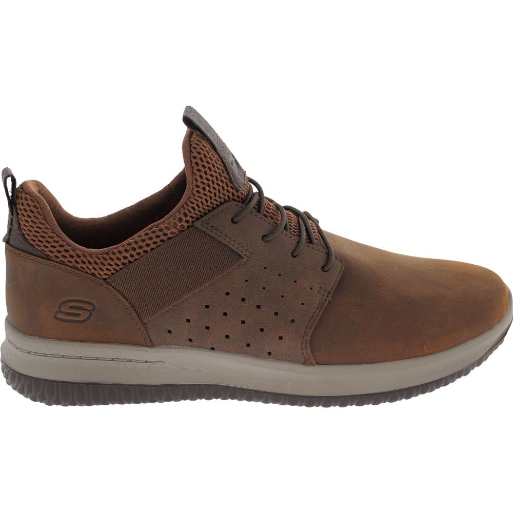 Skechers Delson Axton Lace Up Casual Shoes - Mens Brown Side View