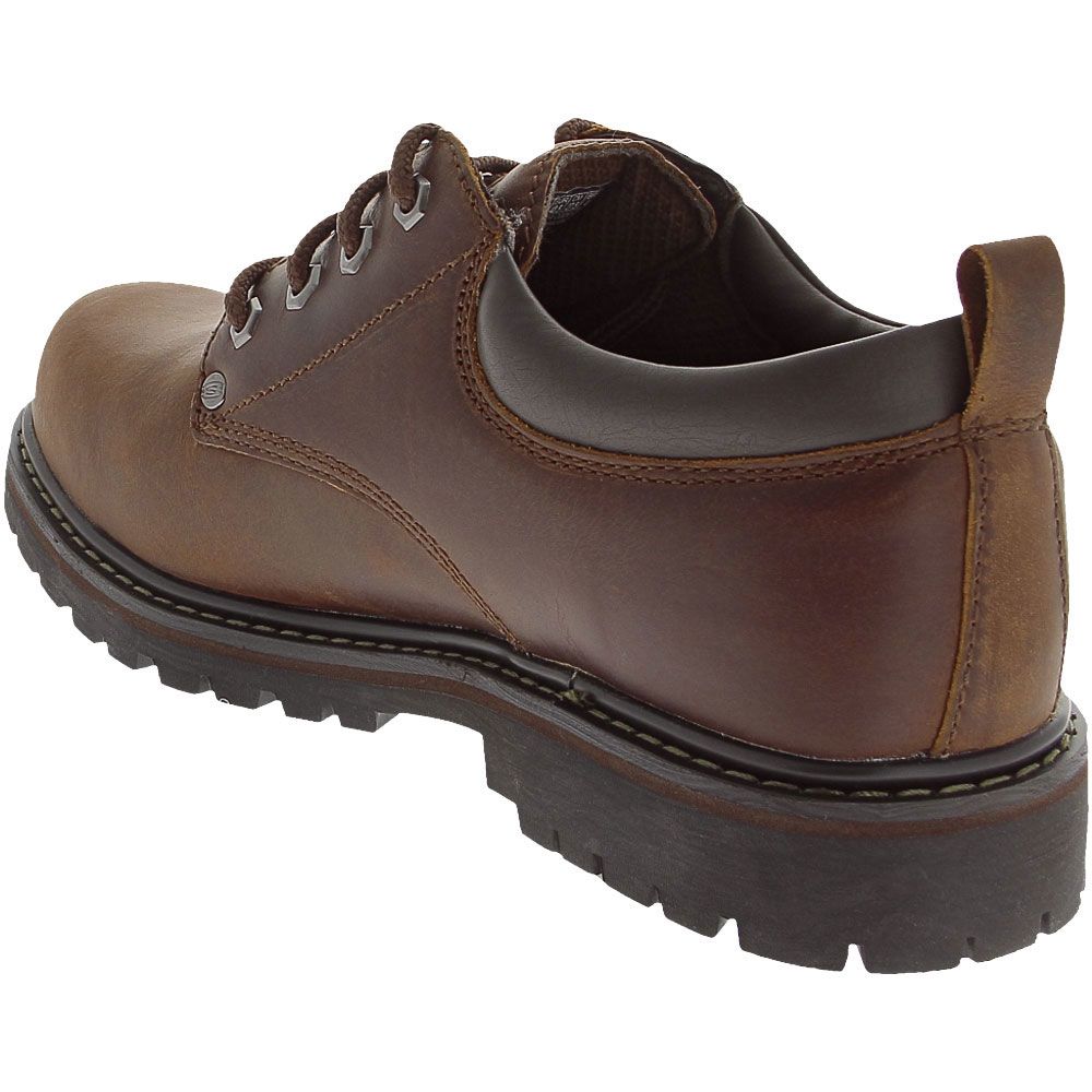 Skechers Tom Cat Mens Leather Oxford Casual Shoes Dark Brown Back View