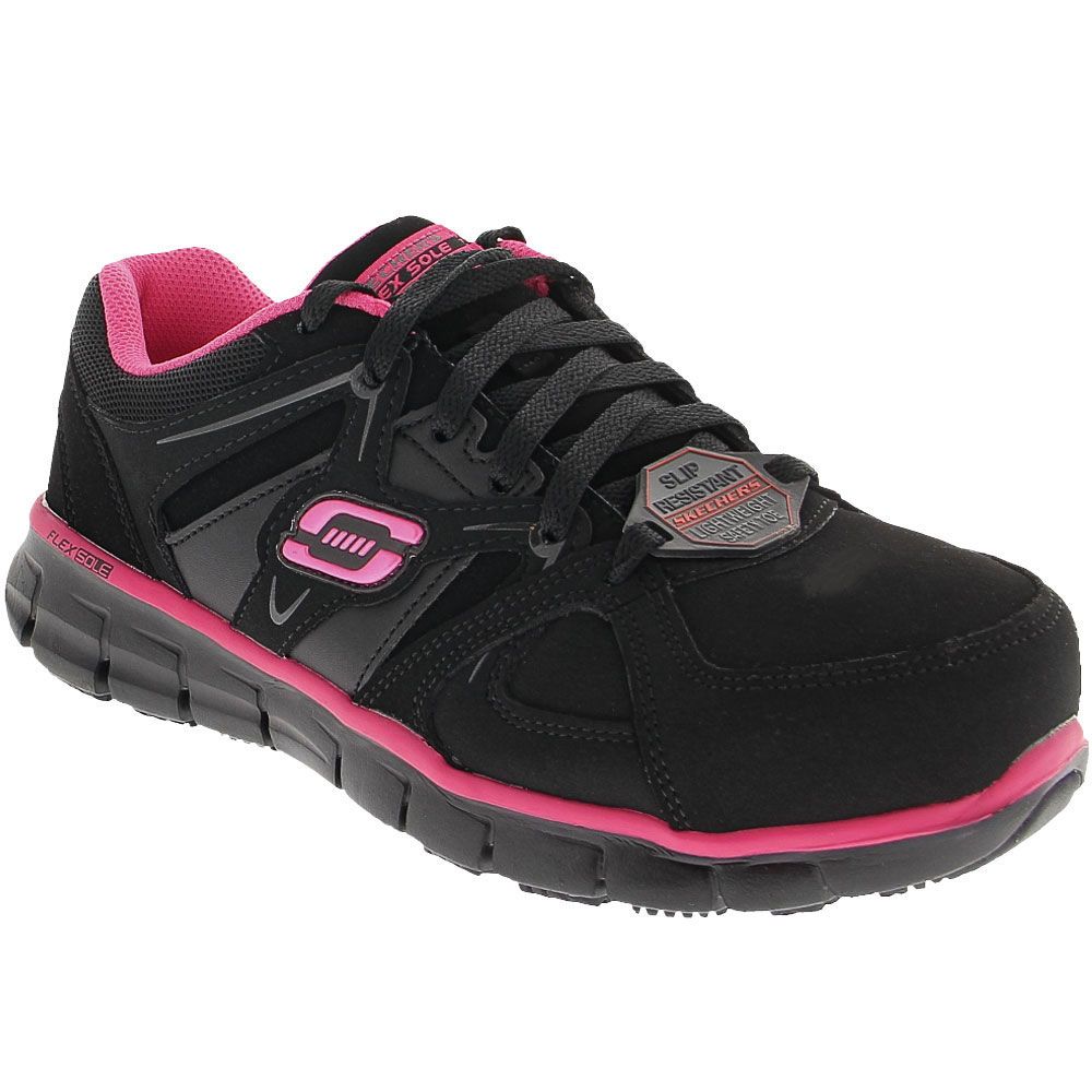 Skechers Work Synergy Sr Safety Toe Work Shoes - Womens Black Pink