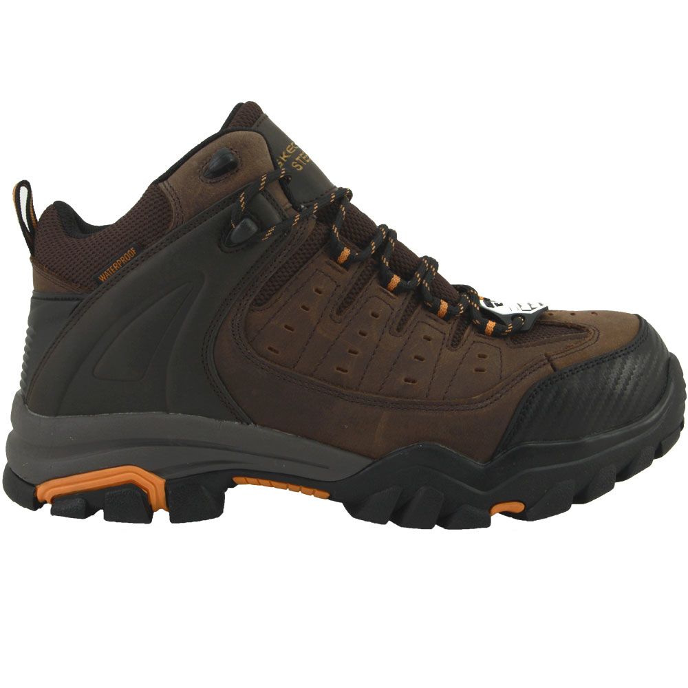 Skechers Work Lakehead Mid Safety Toe Work Boots - Mens Brown Side View