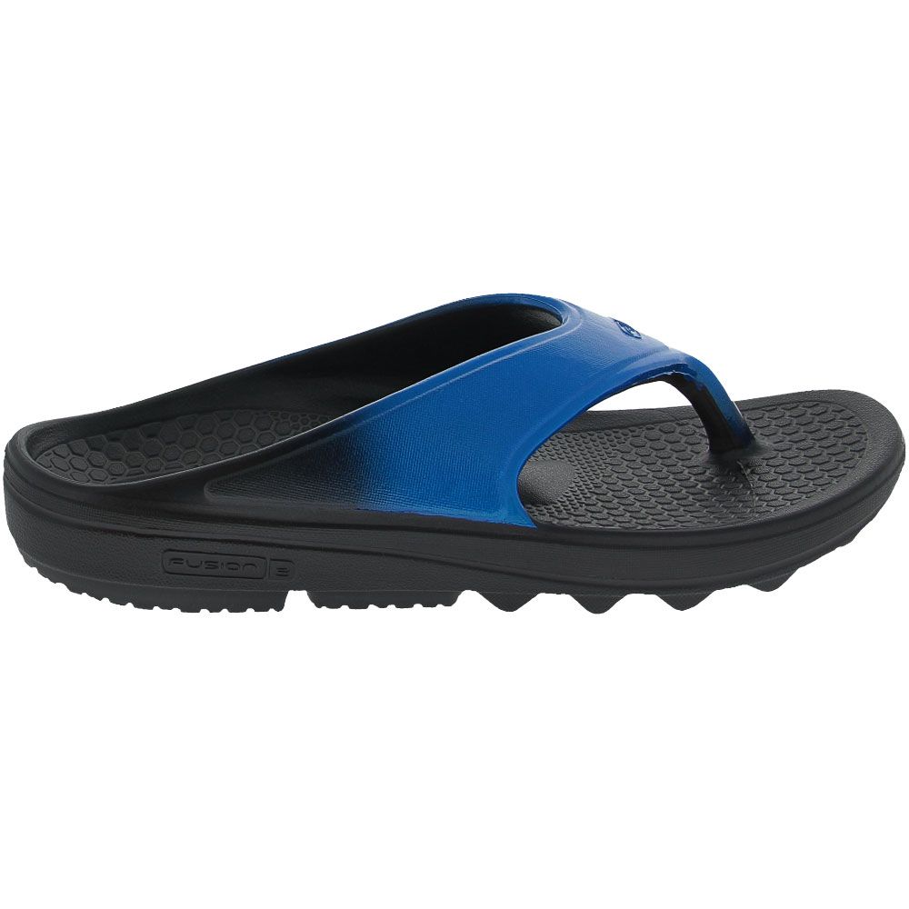 Spenco Fusion 2 Fade Thong Flip Flops - Mens Black Blue Side View