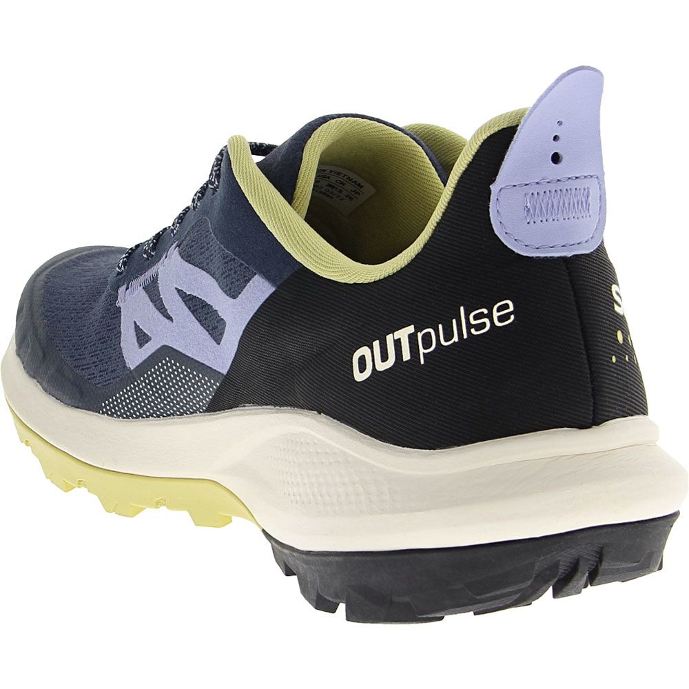 Salomon Outpulse GTX Waterproof Hiking Shoes - Womens Indigo Green Easter Egg Back View