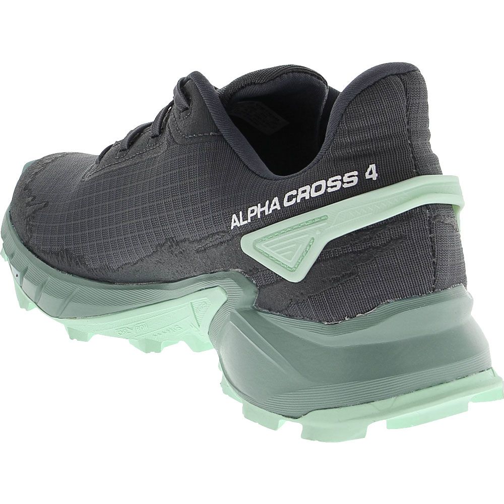 Salomon Alphacross 4 GTX Trail Running Shoes - Womens Ebony Trellis Yucca Back View