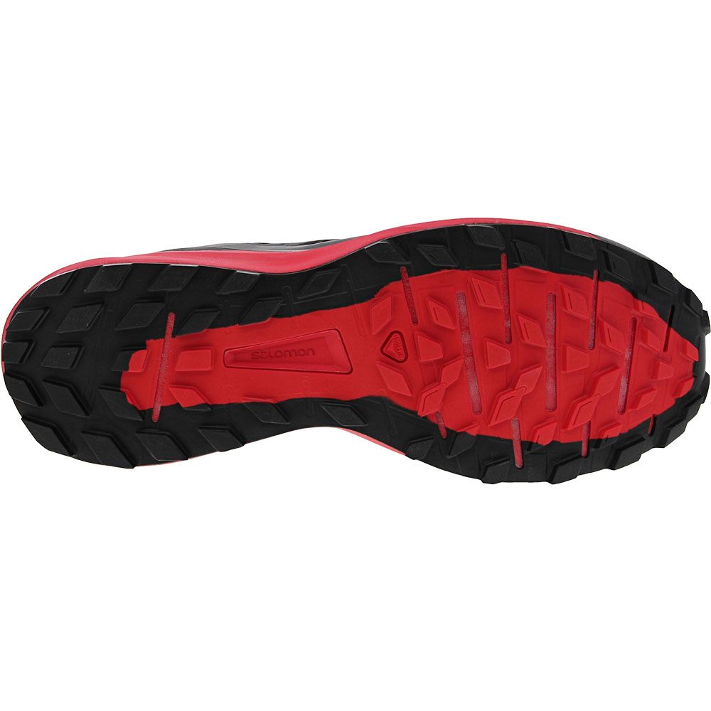 Salomon Sense Ride 4 Trail Running Shoes - Mens Black Red Sole View