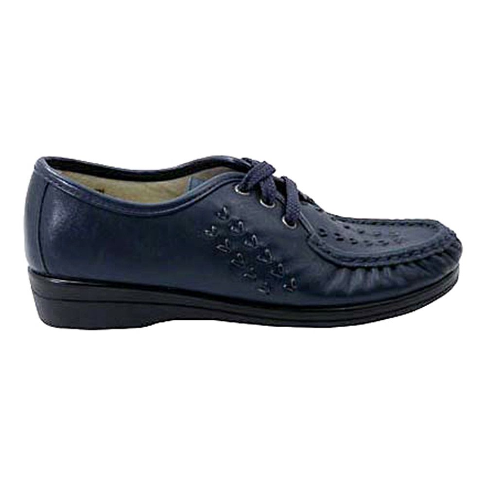 Softspots Bonnie Lite Wedge Oxford Casual Shoe - Womens Navy Side View
