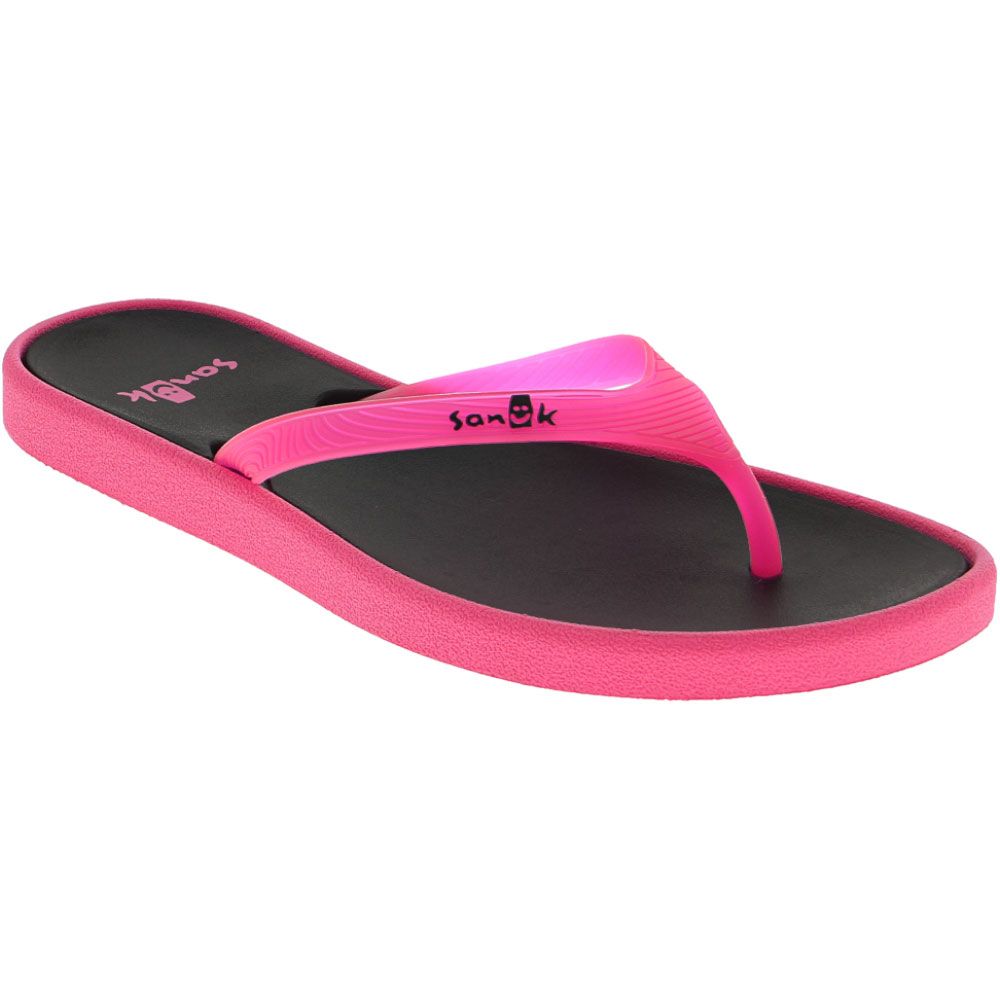 Sanuk Sidewalker Neon Flip Flops - Womens Neon Pink