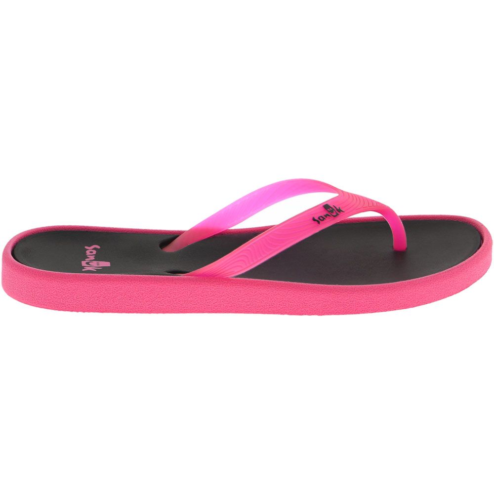 Sanuk Sidewalker Neon Flip Flops - Womens Neon Pink Side View