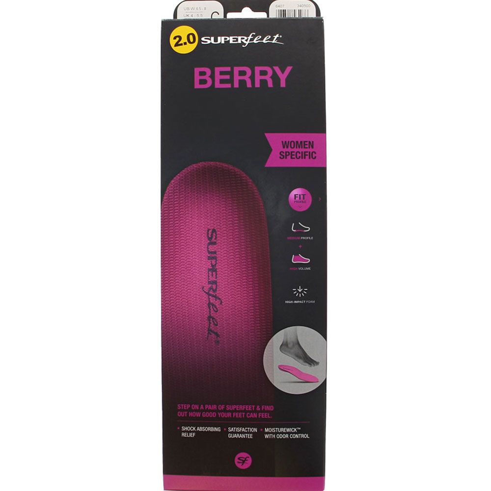 Superfeet Berry All-Purpose Womens High Impact Support 6400 Berry View 3