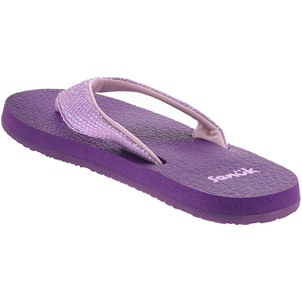 Sanuk Yoga Glitter Flip Flops - Girls Purple Back View
