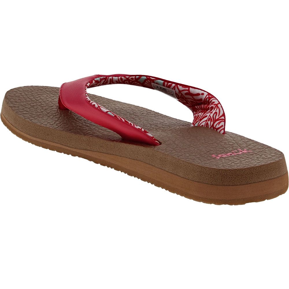Sanuk Yoga Mat Flip Flop Sandals - Womens Red Back View