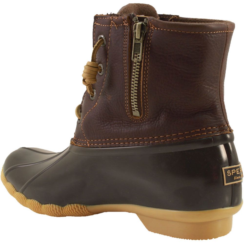 Sperry Saltwater Rubber Boots - Womens Saltwater Tan Dark Brown Back View