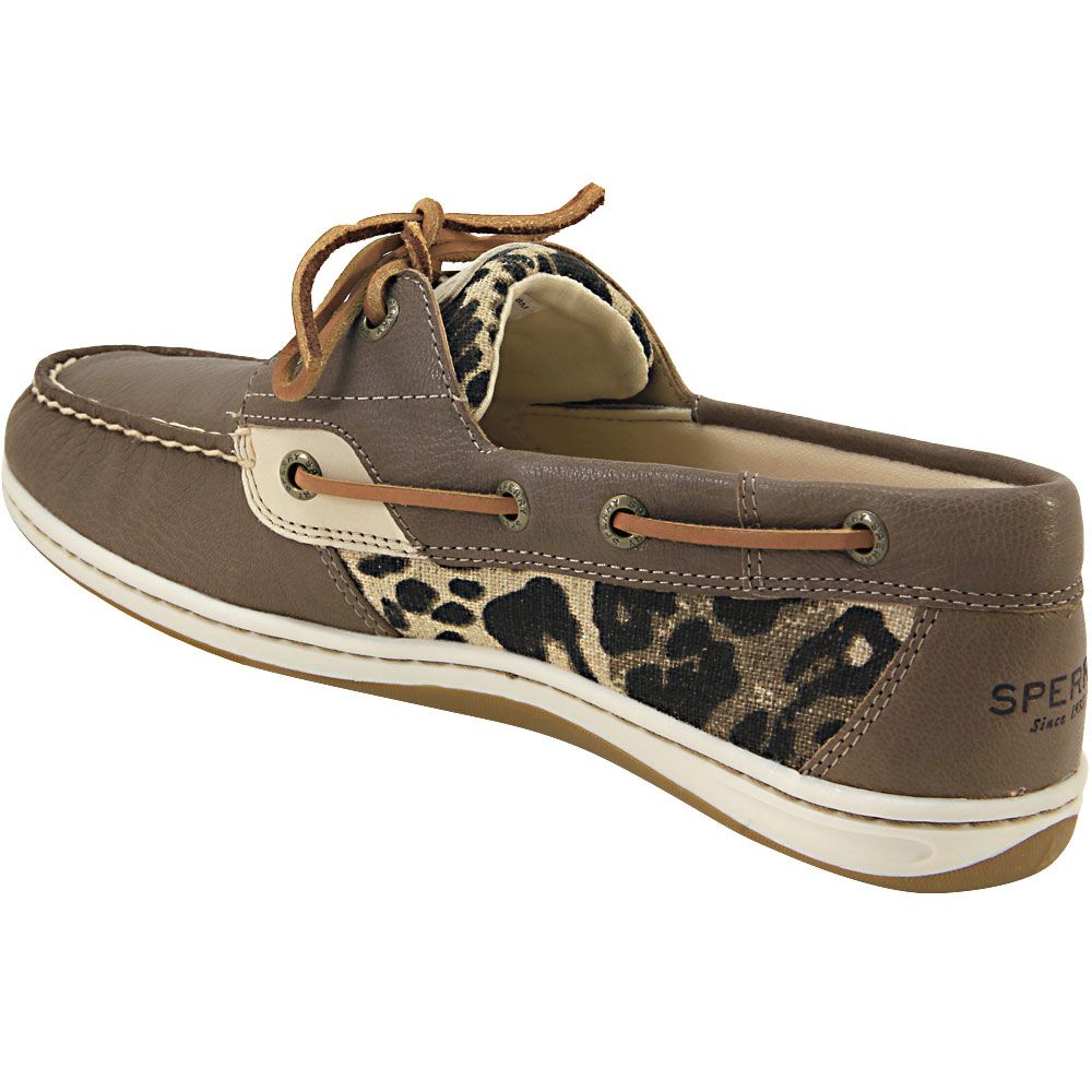 Sperry Koifish Boat Shoes - Womens Tan Leopard Back View