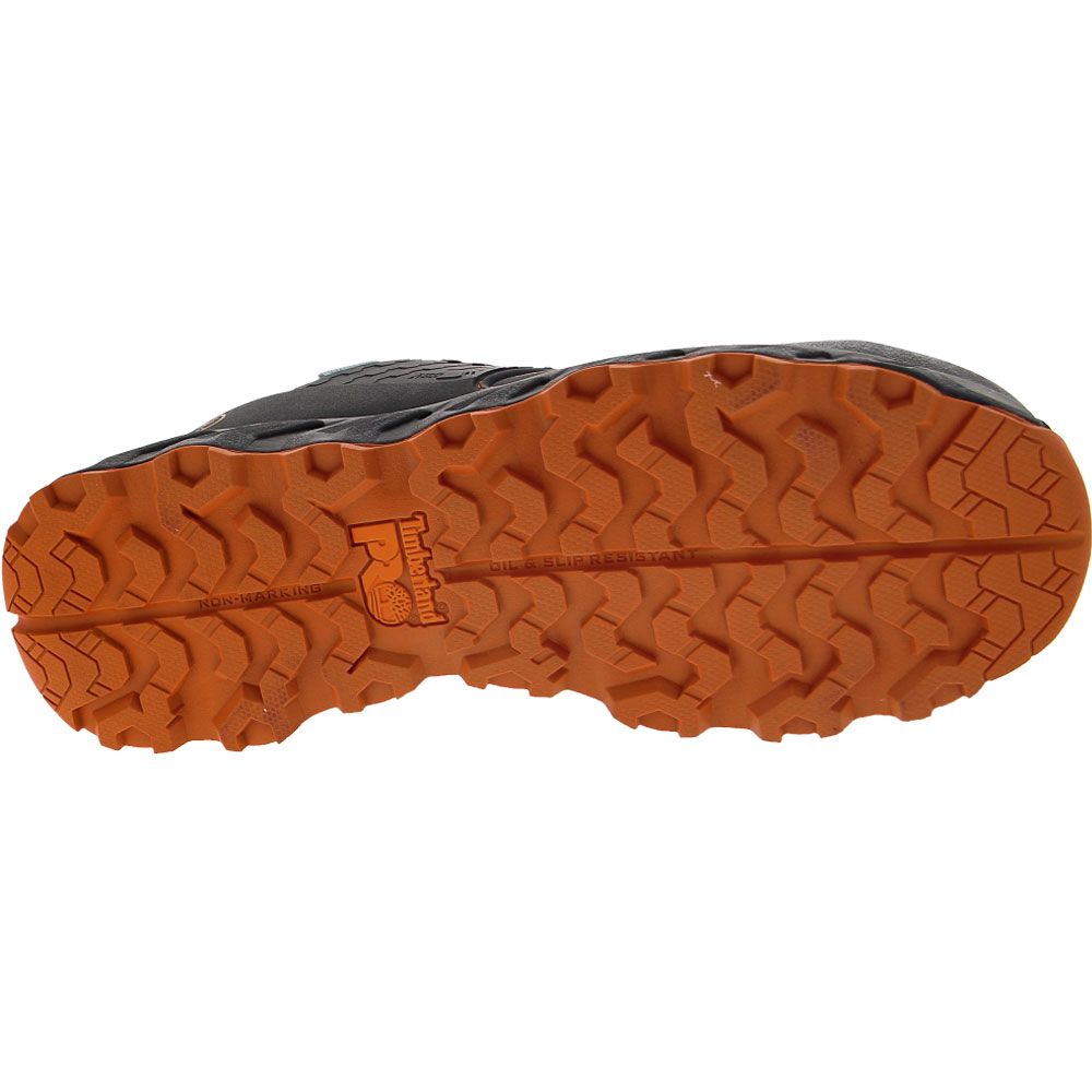 Timberland PRO Ridgework Low Safety Toe Work Shoes - Mens Black Orange Sole View