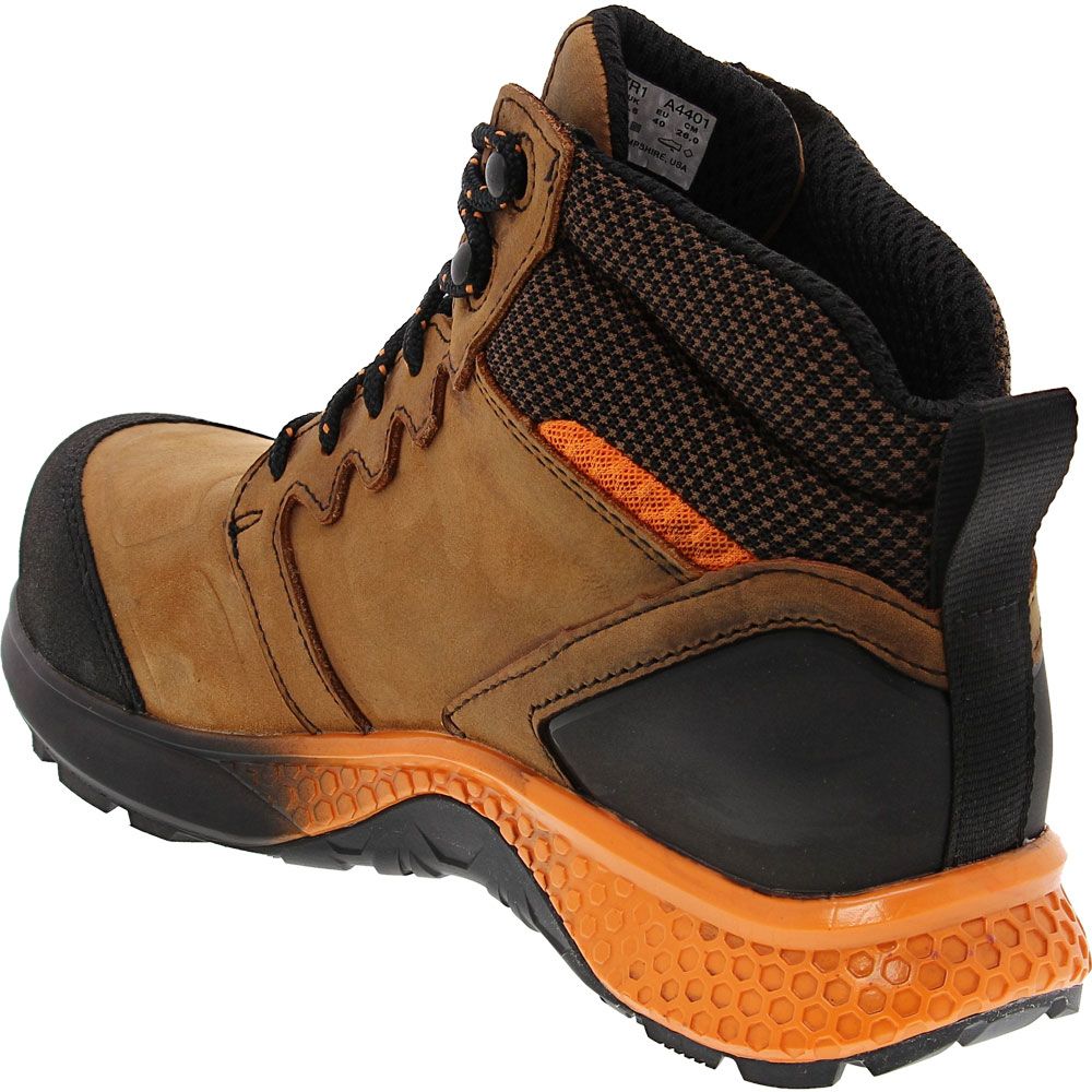 Timberland PRO Reaxion Mid Composite Toe Work Boots - Mens Tan Orange Back View