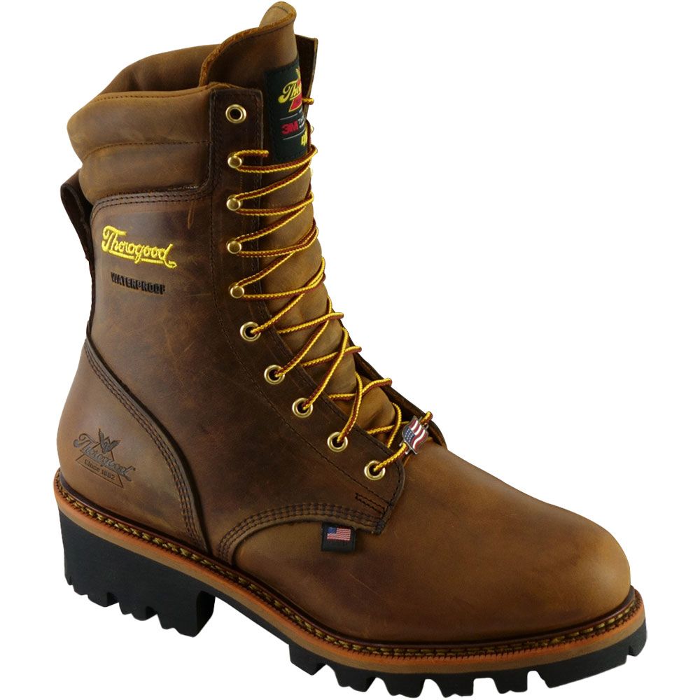 Thorogood 804-3554 Logger 400g WP 9" Steel Toe Work Boots - Mens Trail Crazyhorse