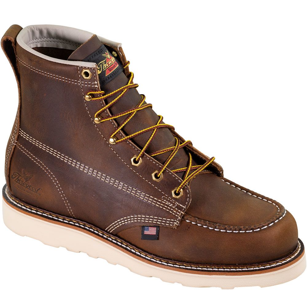 Thorogood American Heritage 6" Wedge Mens Soft Toe Work Boots Brown