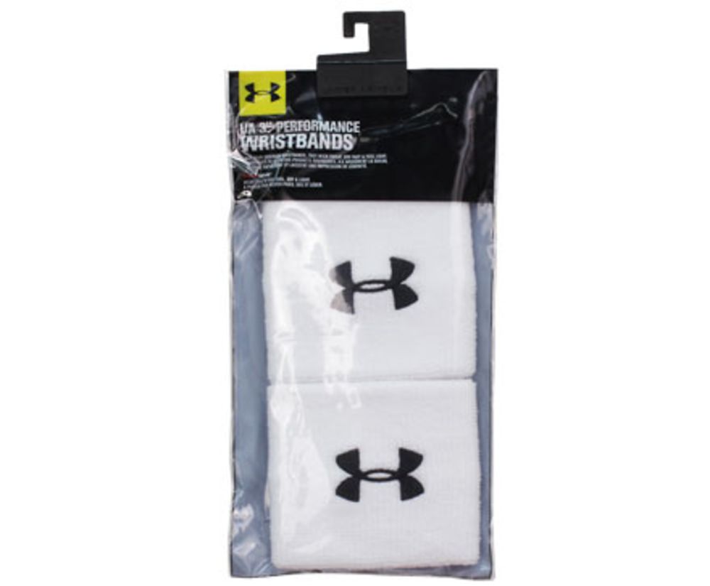 Under Armour Performance Wrist Band White Black View 2