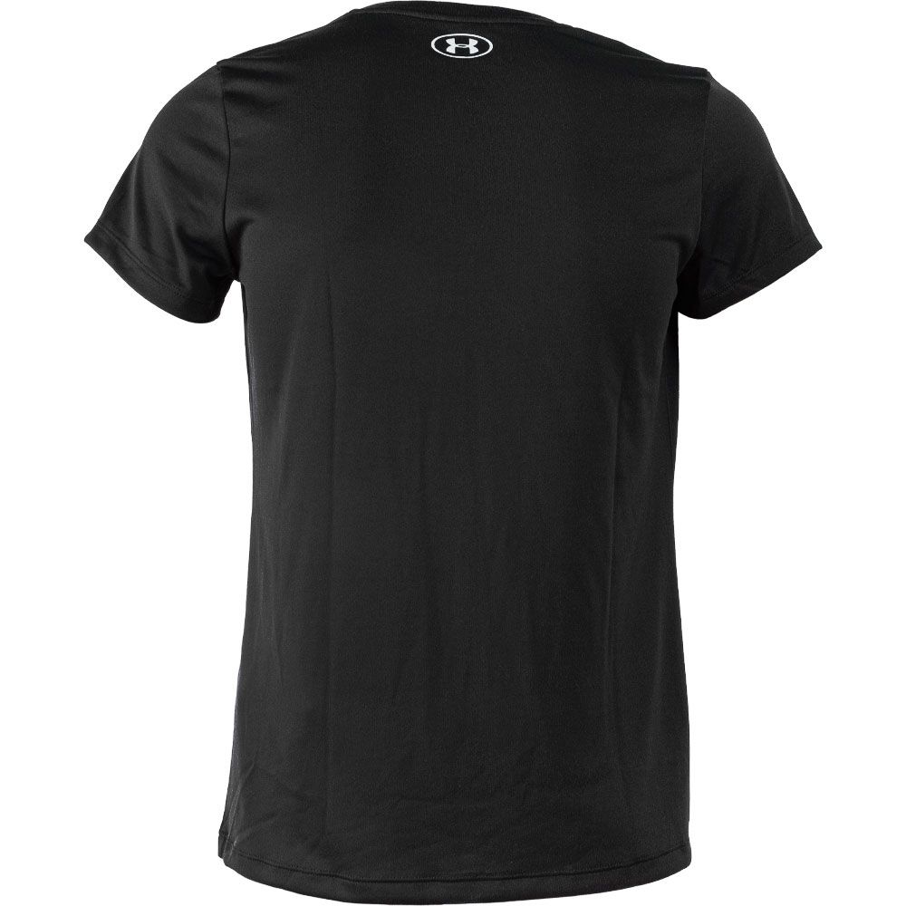 Under Armour Tech V Neck T Shirts - Womens Black Silver View 2