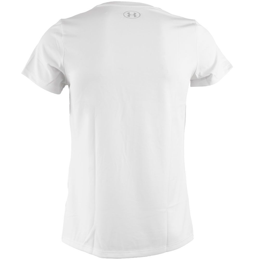 Under Armour Tech V Neck T Shirts - Womens White View 2