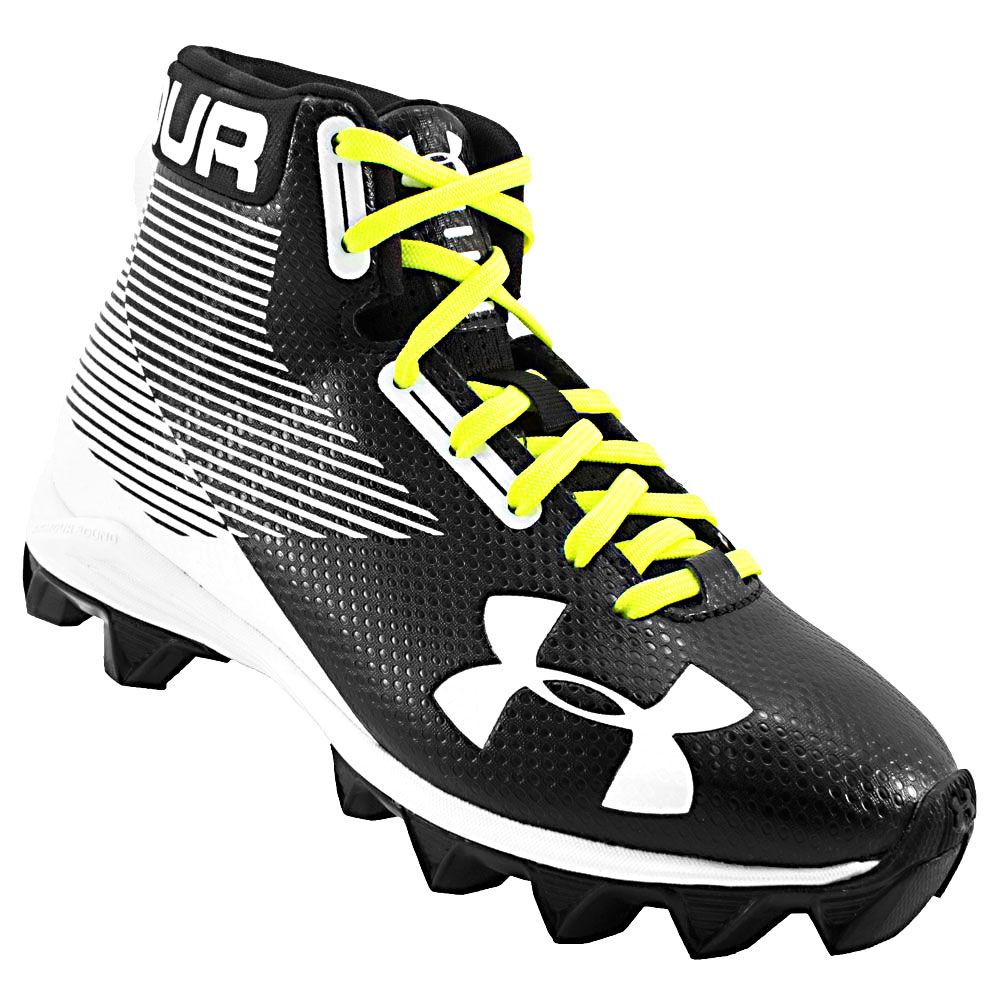 Under Armour Hammer Mid Rubber Molded Football Cleats - Mens Black White