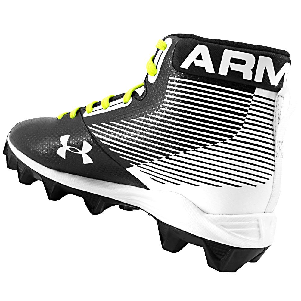 Under Armour Hammer Mid Rubber Molded Football Cleats - Mens Black White Back View