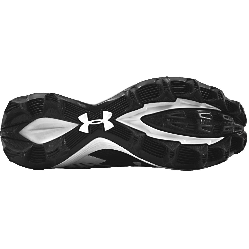 Under Armour Hammer Mid Rubber Molded Football Cleats - Mens Black White Sole View