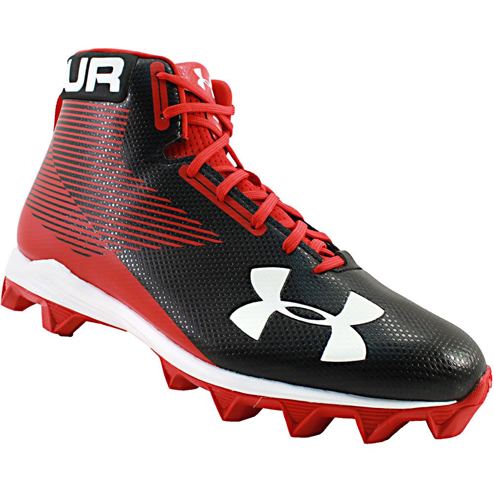 Under Armour Hammer Mid Rubber Molded Football Cleats - Mens Black Red