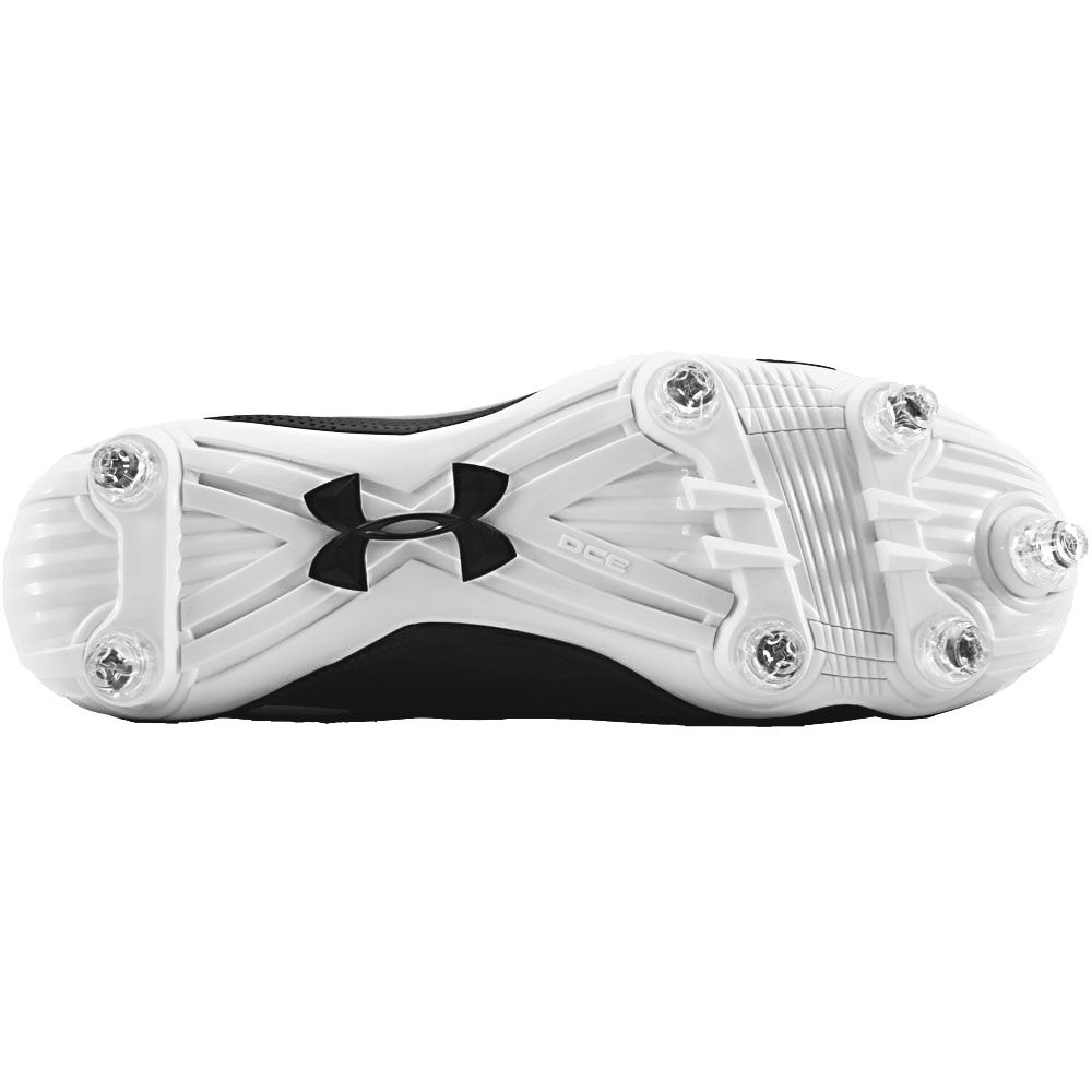 Under Armour Hammer Detachable Football Cleats - Mens Black White Sole View