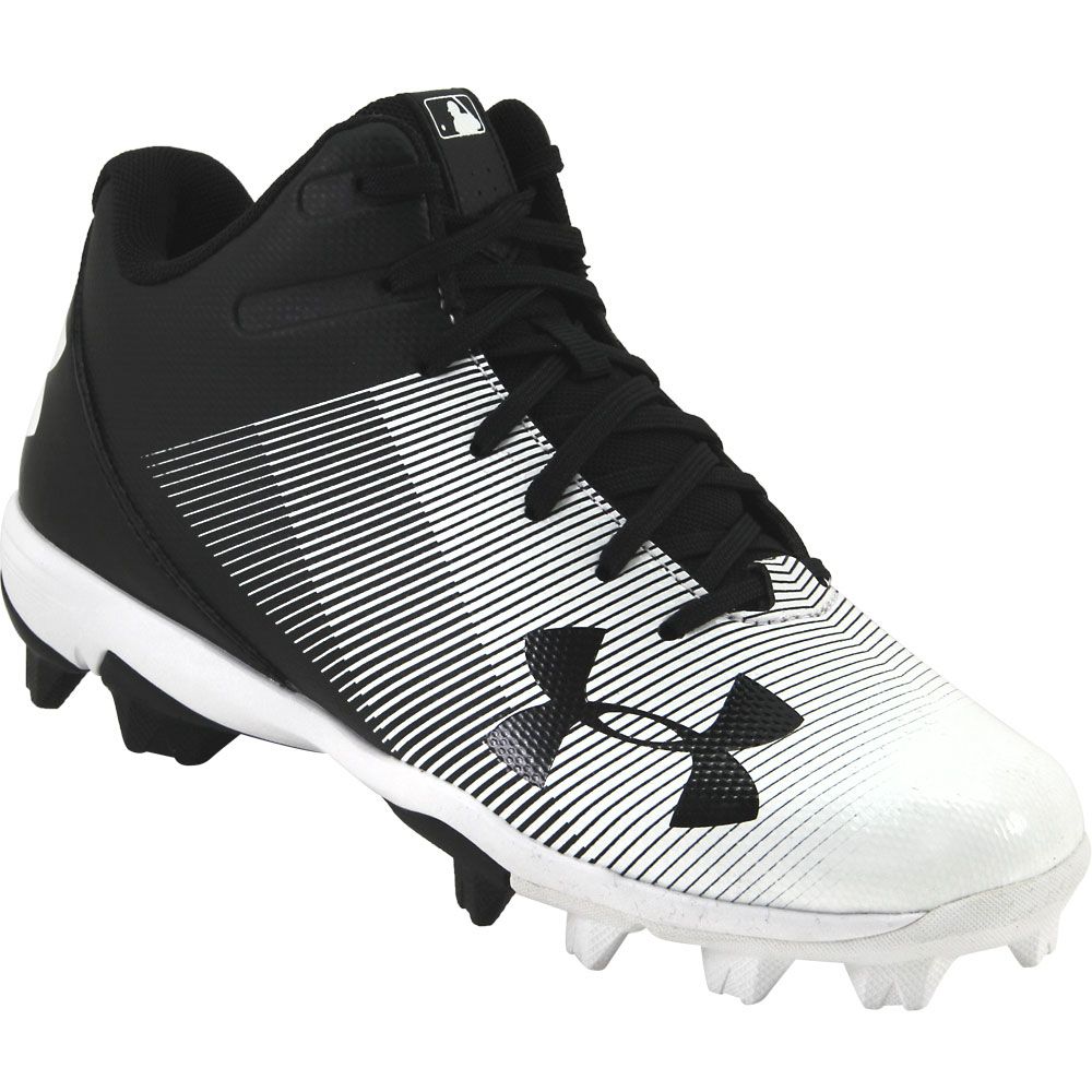 Under Armour Leadoff Mid Jr Baseball Cleats - Boys Black White