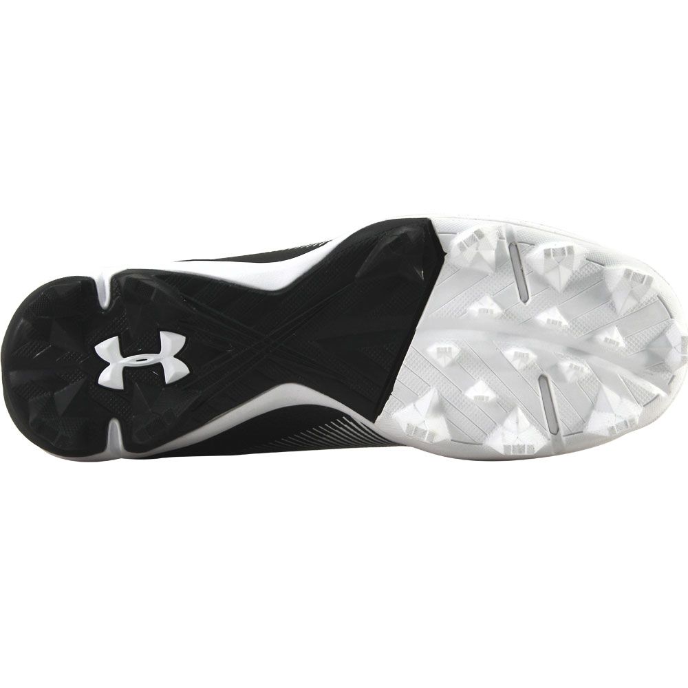 Under Armour Leadoff Mid Jr Baseball Cleats - Boys Black White Sole View