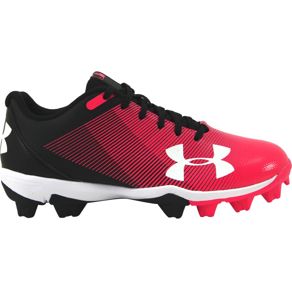 Under Armour Leadoff Low Rm Kids Baseball Cleats Black Pink Side View