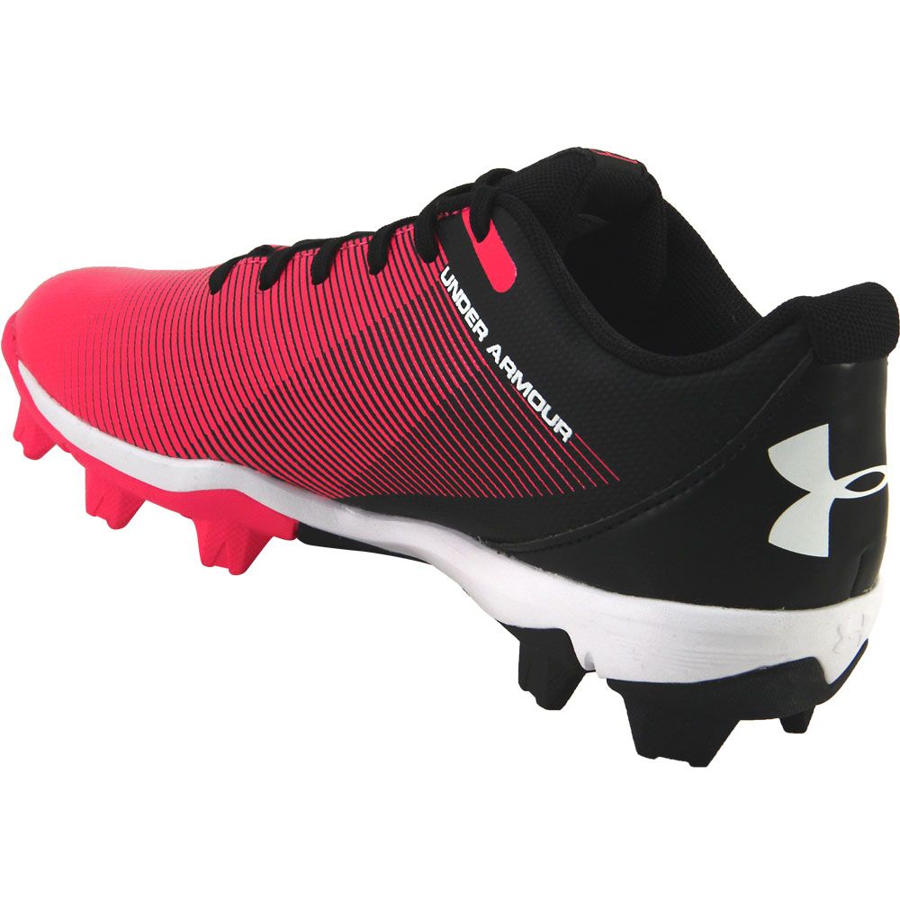 Under Armour Leadoff Low Rm Kids Baseball Cleats Black Pink Back View