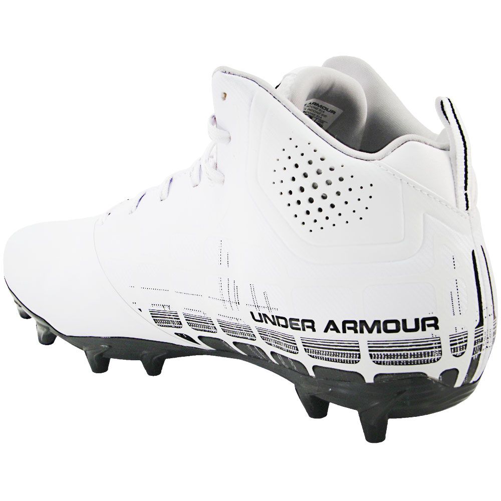 Under Armour Banshee Ripshot Mid Mc Lacrosse Cleats - Mens White Black Back View