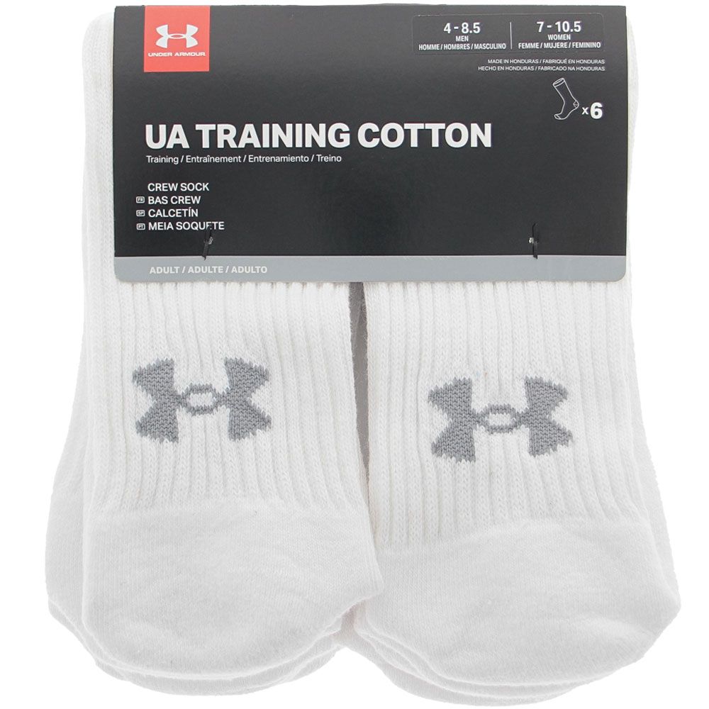 Under Armour Mens Essential Crew 6p Socks - Womens White View 2