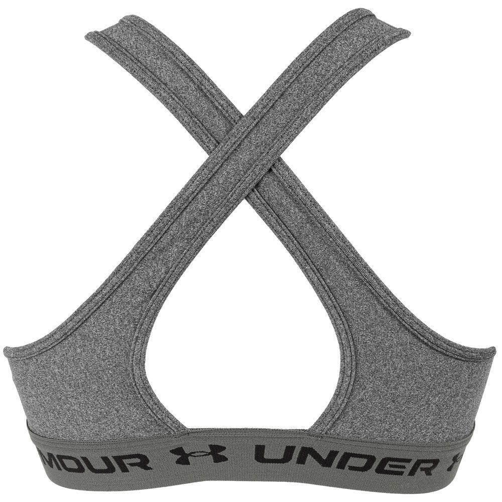 Under Armour Crossback Mid Heather Sports Bra - Womens Charcoal Grey View 2